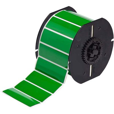 Brady B30 Series Raised Panel Polyester Labels, 1" H x 3" W, Roll of 300 Labels, Green