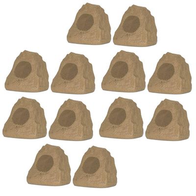 12R4S Outdoor Sandstone Rock 12 Speaker Set for Yard Patio Pool Spa