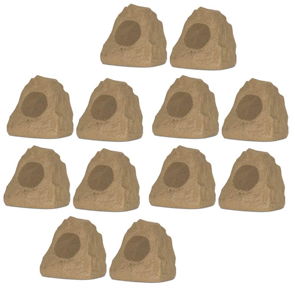 12R4S Outdoor Sandstone Rock 12 Speaker Set for Yard Patio Pool Spa