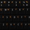 COLEMAK Keyboard Decals ON Transparent Background with Blue, Orange, RED, White OR Yellow Lettering (14X14) (Orange) view 1