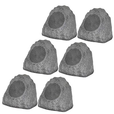 6R8G Outdoor Granite 8" Rock 6 Speaker Set for Deck Pool Spa Yard Garden