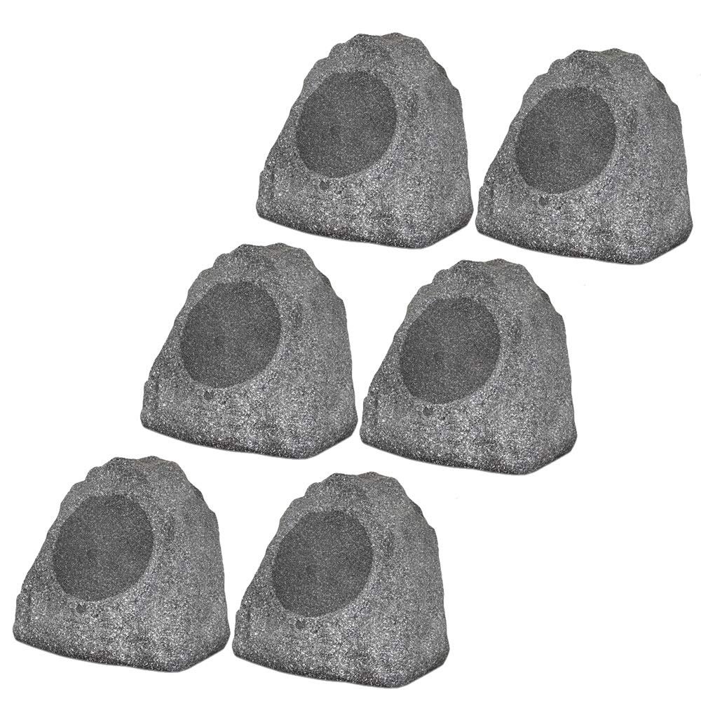 6R8G Outdoor Granite 8" Rock 6 Speaker Set for Deck Pool Spa Yard Garden