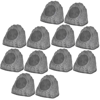 12R8G Outdoor Granite 8" Rock 12 Speaker Set for Deck Pool Spa Yard Garden