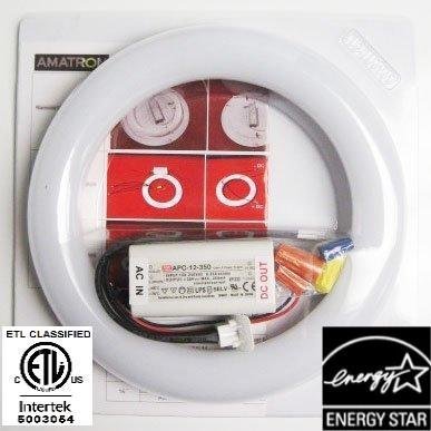 New 120Vac Triac Dimmable ! AMATRON 8" T9 11W LED CIRCLINE Bulb LED Circular Tube 4100K CoolWhite Frosted Lens with 100~132Vac Triac Dimmable External Power Driver to Replace 22W Fluorescent Circline
