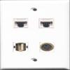 RiteAV - 1 Port USB A-A and 1 Port S-Video 2 Port Cat5e Ethernet White Wall Plate view 1