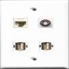 RiteAV - 2 Port USB A-A and 1 Port BNC and 1 Port Cat6 Ethernet White Wall Plate view 1