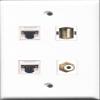 RiteAV 1 Port RCA White and 1 Port USB A-A 2 Port Cat5e Ethernet White Wall Plate view 1