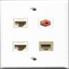 RiteAV 1 Port RCA Red and 1 Port Phone RJ11 RJ12 Beige 2 Port Cat6 Ethernet White Wall Plate view 1