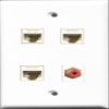 RiteAV 1 Port RCA Red 3 Port Cat6 Ethernet White Wall Plate view 1