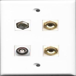 RiteAV 1 Port Coax Cable TV- F-Type and 1 Port BNC 2 Port Banana Speaker Wall Plate