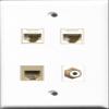 RiteAV 1 Port RCA White and 1 Port Phone RJ11 RJ12 Beige 2 Port Cat6 Ethernet White Wall Plate view 1