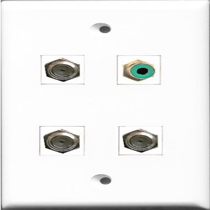 RiteAV 1 Port RCA Green 3 Port Coax Cable TV- F-Type Wall Plate