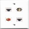 RiteAV 1 Port RCA Red and 1 Port USB A-A 2 Port Cat5e Ethernet White Wall Plate view 1