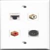 RiteAV 1 Port RCA Red and 1 Port RCA White and 1 Port Toslink and 1 Port Cat5e Ethernet White Wall Plate view 1