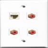 RiteAV - 3 Port RCA Red and 1 Port Cat6 Ethernet White Wall Plate view 1