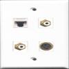 RiteAV - 2 Port RCA White and 1 Port S-Video and 1 Port Cat5e Ethernet White Wall Plate view 1