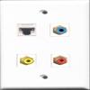 RiteAV 1 Port RCA Red and 1 Port RCA Yellow and 1 Port RCA Blue and 1 Port Cat5e Ethernet White Wall Plate view 1