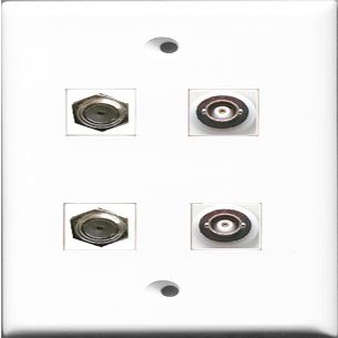 RiteAV - 2 Port Coax Cable TV- F-Type 2 Port BNC Wall Plate