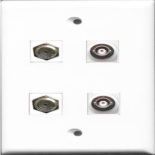 RiteAV - 2 Port Coax Cable TV- F-Type 2 Port BNC Wall Plate