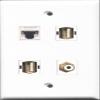 RiteAV 1 Port RCA White 2 Port USB A-A and 1 Port Cat5e Ethernet White Wall Plate view 1