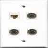 RiteAV - 3 Port 3.5mm and 1 Port Cat6 Ethernet White Wall Plate view 1