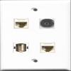 RiteAV 1 Port USB A-A and 1 Port Toslink 2 Port Cat6 Ethernet White Wall Plate view 1