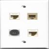 RiteAV 1 Port Phone RJ11 RJ12 Beige and 1 Port Toslink 2 Port Cat6 Ethernet White Wall Plate view 1
