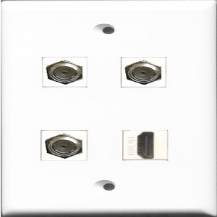 RiteAV 1 Port HDMI 3 Port Coax Cable TV- F-Type Wall Plate