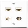 RiteAV 1 Port RCA White and 1 Port USB A-A 2 Port Cat6 Ethernet White Wall Plate view 1