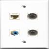 RiteAV 1 Port RCA Blue 2 Port 3.5mm and 1 Port Cat6 Ethernet White Wall Plate view 1
