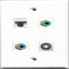 RiteAV 1 Port RCA Green and 1 Port RCA Blue and 1 Port BNC and 1 Port Cat5e Ethernet White Wall Plate view 1