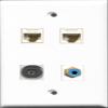RiteAV 1 Port RCA Blue and 1 Port Toslink 2 Port Cat6 Ethernet White Wall Plate view 1