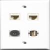 RiteAV 1 Port USB A-A and 1 Port Toslink 2 Port Cat6 Ethernet White Wall Plate view 1