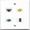 RiteAV 1 Port HDMI and 1 Port RCA Yellow and 1 Port RCA Green and 1 Port Cat5e Ethernet White Wall Plate view 1