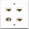 RiteAV 1 Port USB A-A 3 Port Cat6 Ethernet White Wall Plate view 1