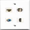 RiteAV 1 Port HDMI and 1 Port RCA Blue and 1 Port USB A-A and 1 Port Cat6 Ethernet White Wall Plate view 1