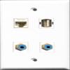 RiteAV - 2 Port RCA Blue and 1 Port USB A-A and 1 Port Cat6 Ethernet White Wall Plate view 1