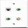 RiteAV 1 Port RCA White 2 Port RCA Green and 1 Port Cat5e Ethernet White Wall Plate view 1