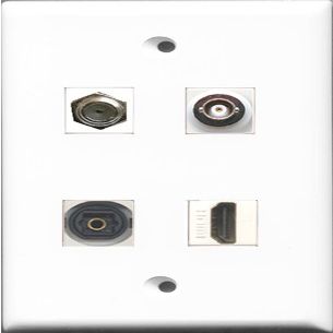 RiteAV 1 Port HDMI and 1 Port Coax Cable TV- F-Type and 1 Port Toslink and 1 Port BNC Wall Plate