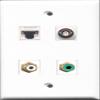 RiteAV - 1 Port RCA White and 1 Port RCA Green and 1 Port BNC and 1 Port Cat5e Ethernet White Wall Plate view 1