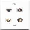 RiteAV - 1 Port RCA White and 1 Port USB A-A and 1 Port BNC and 1 Port Cat5e Ethernet White Wall Plate view 1