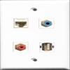 RiteAV 1 Port RCA Red and 1 Port RCA Blue and 1 Port USB A-A and 1 Port Cat6 Ethernet White Wall Plate view 1
