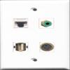 RiteAV 1 Port RCA Green and 1 Port USB A-A and 1 Port S-Video and 1 Port Cat5e Ethernet White Wall Plate view 1