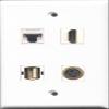 RiteAV 1 Port HDMI and 1 Port USB A-A and 1 Port S-Video and 1 Port Cat5e Ethernet White Wall Plate view 1