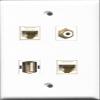 RiteAV 1 Port RCA White and 1 Port USB A-A 2 Port Cat6 Ethernet White Wall Plate view 1