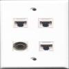 RiteAV - 1 Port 3.5mm 3 Port Cat5e Ethernet White Wall Plate view 1
