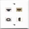 RiteAV 1 Port HDMI and 1 Port Phone RJ11 RJ12 Beige and 1 Port BNC and 1 Port Cat5e Ethernet White Wall Plate view 1