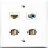 RiteAV 1 Port RCA Blue 2 Port USB A-A and 1 Port Cat6 Ethernet White Wall Plate view 1