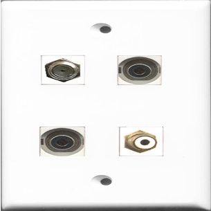 RiteAV 1 Port RCA White and 1 Port Coax Cable TV- F-Type 2 Port 3.5mm Wall Plate