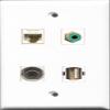 RiteAV 1 Port RCA Green and 1 Port USB A-A and 1 Port 3.5mm and 1 Port Cat6 Ethernet White Wall Plate view 1